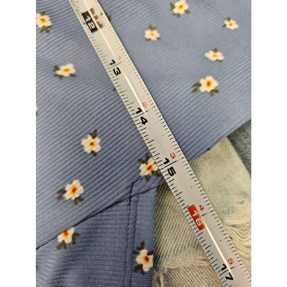 Blue Floral Short Sleeve A-Line Dress - Picture 4 of 5